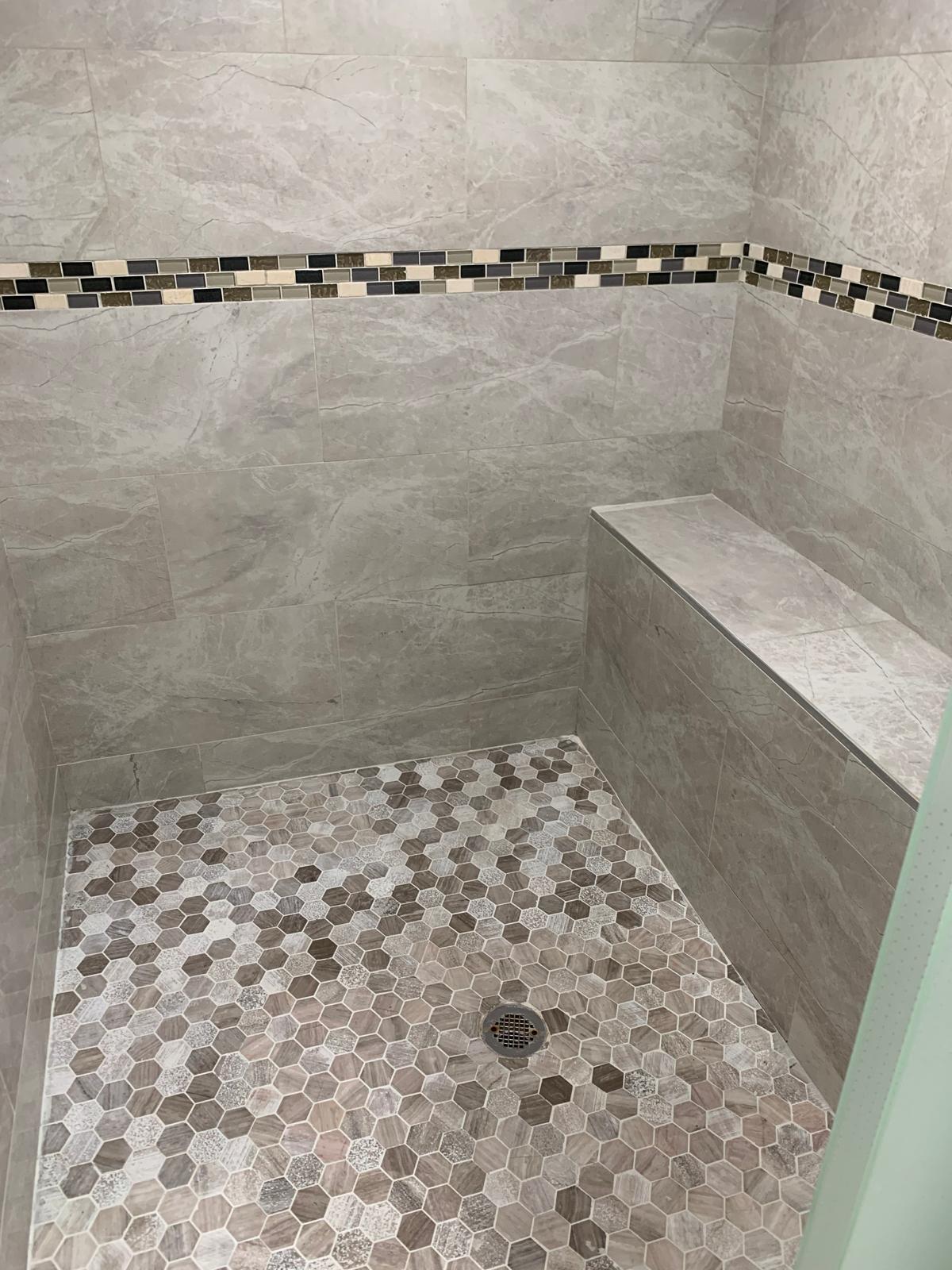 Modern tiled shower interior