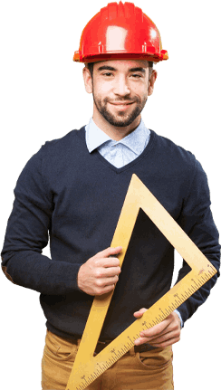 Man holding triangular ruler